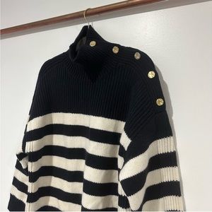 COS Button Embellished Striped Wool Sweater